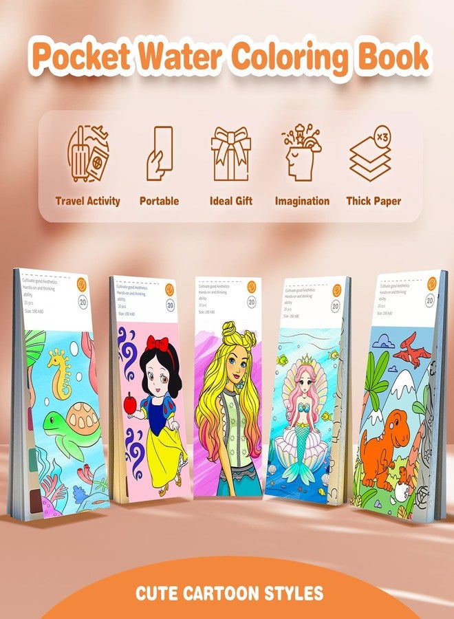 ZHOC Paint with Water Coloring Books for Kids, Pocket Mess Free Watercolor Painting Sets for Kids Ages 3 4 5 6 7 8+, Water Color Paint Set Arts and Crafts Gift for Boys Girls, Princess - Image 3